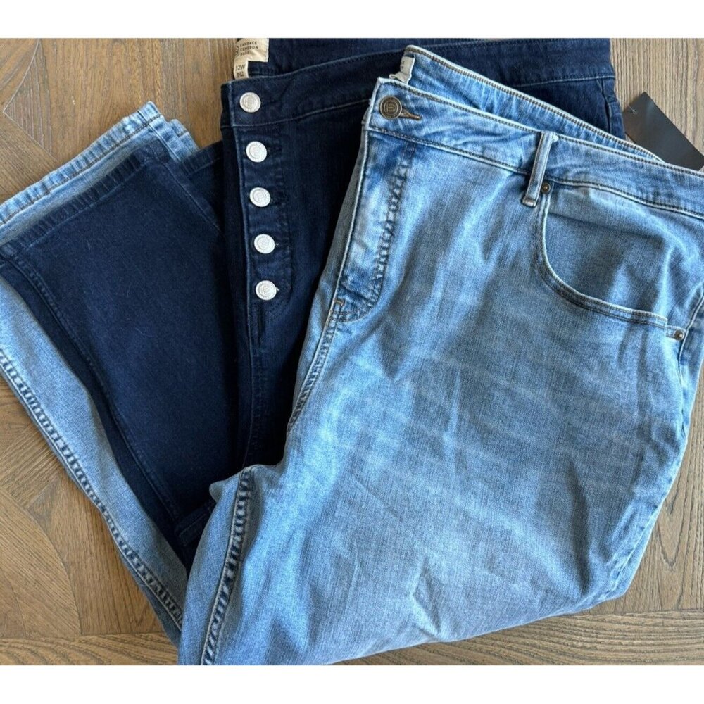 Candace Cameron Bure Lot of 2 Straight Leg Jeans Med & Dark Wash NWT 32W Denim